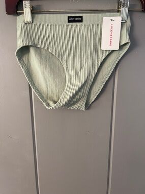 NWT Lucky Brand Bikini Panty Sage Green Ribbed Small Clean Girl Minimalist Cute